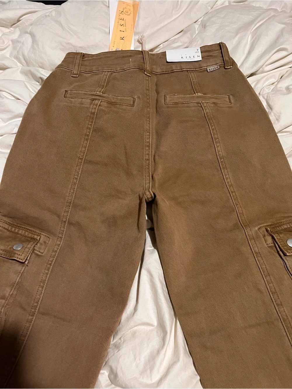 Risen Wide Leg Cargo Pants in Brown size 28 - Picture 3 of 3